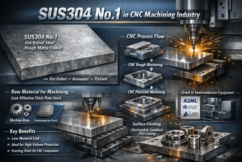 SUS304 No.1 熱軋（Hot Rolled）→ 退火（Annealed）→ 酸洗（Pickled）