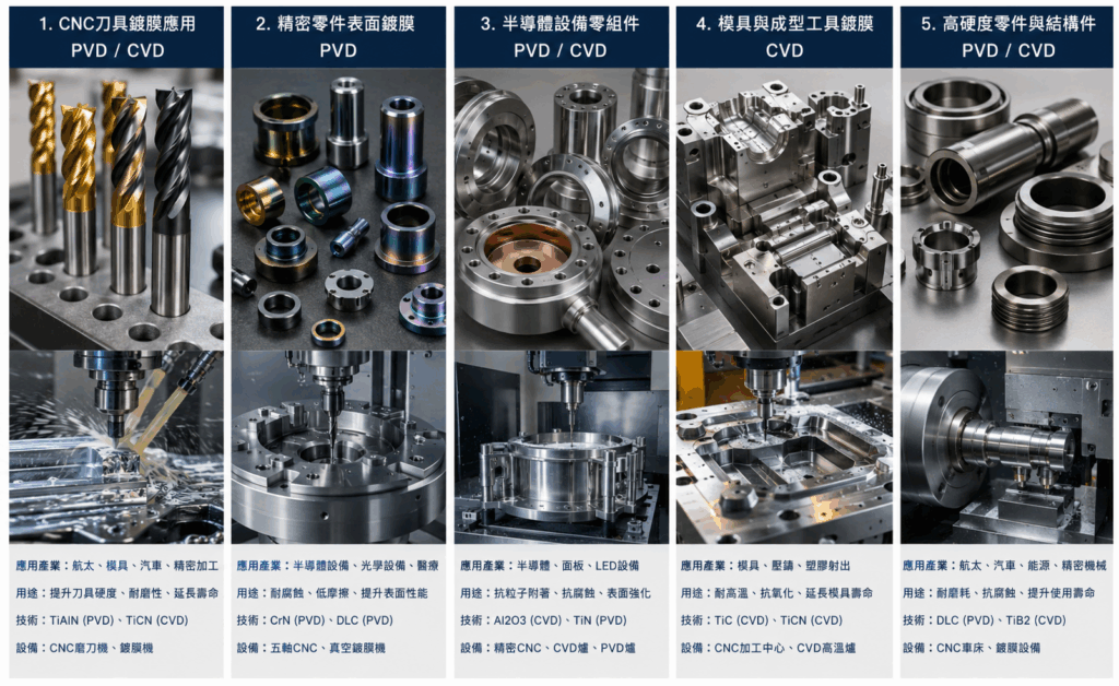 PVD and CVD are two major thin film deposition technologies. Their roles, applications, factory processes, and differences lie in CNC machining, precision parts manufacturing, semiconductor equipment components, tool coating, and advanced surface engineering.