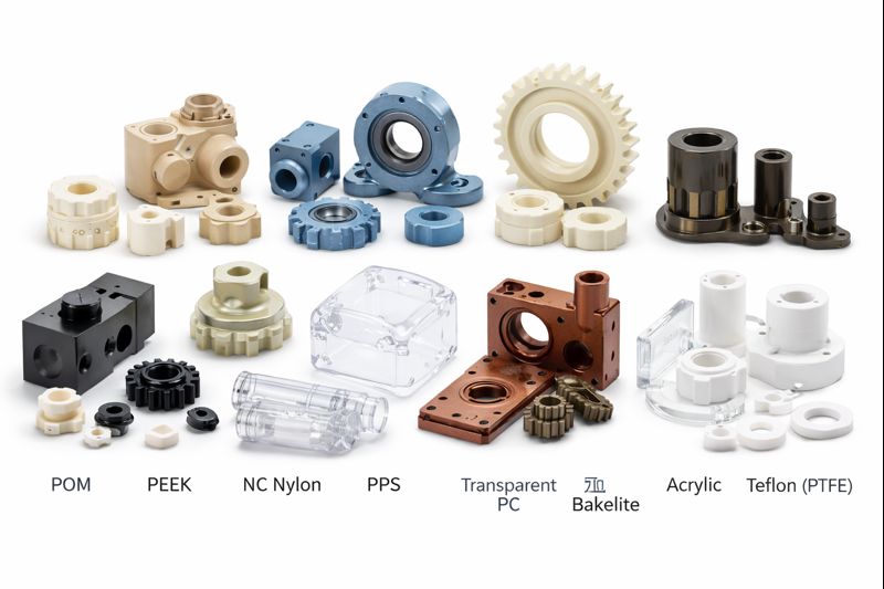 Engineering Plastics: POM, PEEK, PETP, NC NYLON, PPS, PC (transparent), Bakelite, Acrylic, Teflon / Applications
