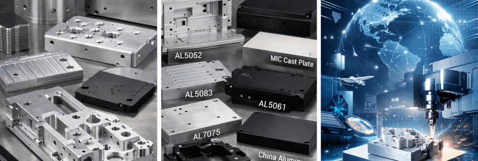 鋁合金精密壓鑄 – AL 5052(日板), AL5083（高耐蝕鋁合金）, AL6061(韓板),AL7075（航太級鋁合金）, MIC(美鋁鑄板), China Aluminum(中鋁)完整的加工自動CNC技術，表面處理及組裝出貨。