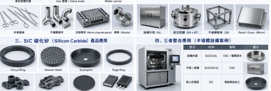 #Electropolishing #CNCPrecisionMachining #StainlessSteelSurfaceFinish #SemiconductorEquipmentParts #SiliconCarbideSiC #UltraCleanProcessing #VacuumChamber #PrecisionEngineering