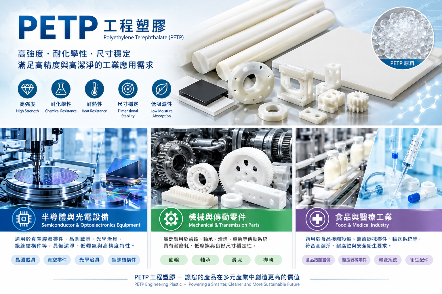 PETP工程塑膠加工｜CNC精密加工與OEM零件製造
